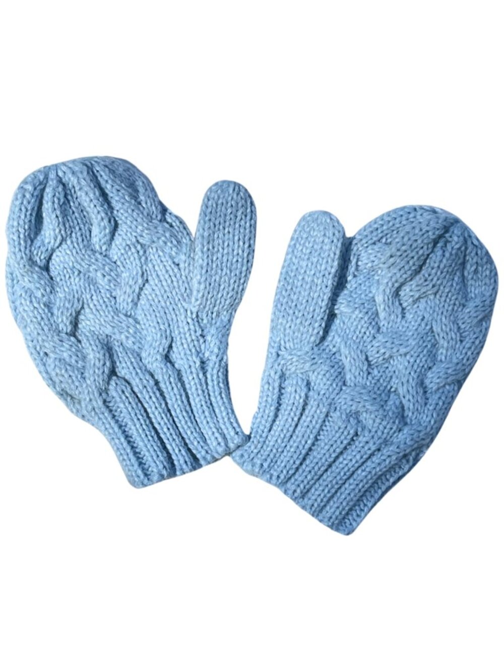 Kid's Adrienne Landau Cable Knit Mittens in Blue ~ 3" x 4.6"
